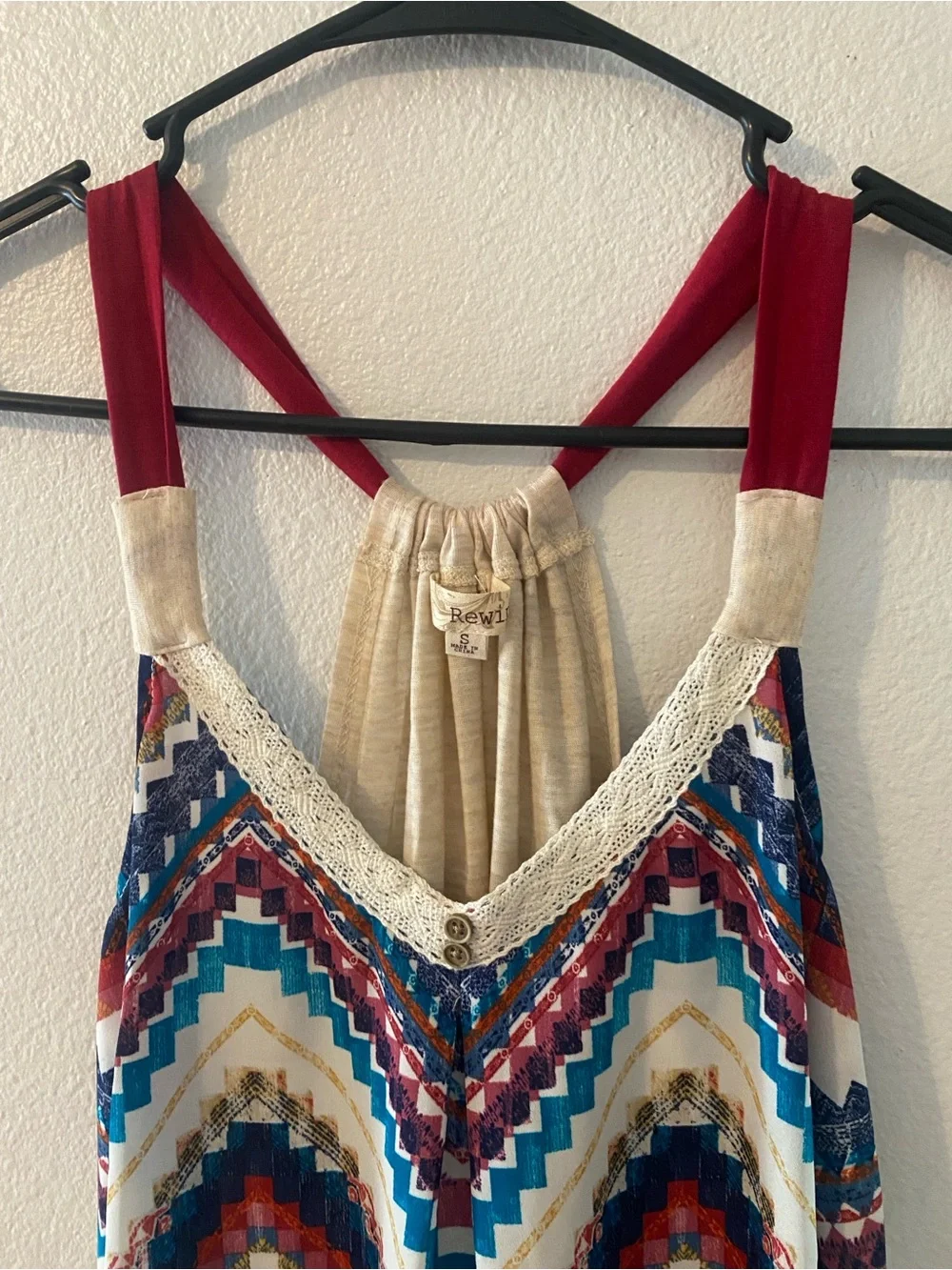Rewind Boho Chevron Print Halter Tank Top